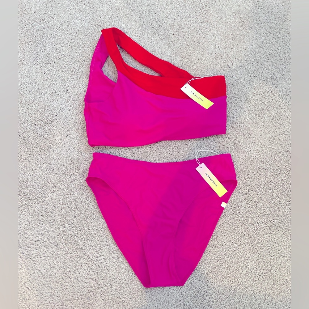 Summersalt Side Stroke Bikini top and high rise bottoms- BRAND NEW
